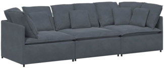 vidaXL Modulares Sofa mit Kissen Samt Dunkelgrau 3321280