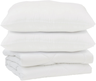 vidaXL Bettdecke mit Kissen 3 pcs Weiß Mikrofaser 3377470