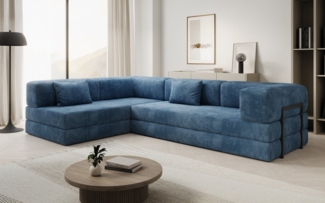 Luxusbetten24 Sofa Designer Sofa Lazy L, mit Aufklappfunktion und Cordbezug