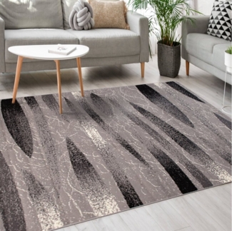 Mazovia Designteppich Modern Teppich Kurzflor Wohnzimmerteppich Robust und pflegeleicht GRAU, 60 x 100 cm, Fußbodenheizung,Allergiker geeignet,Farbecht,Pflegeleicht,Geometrisch