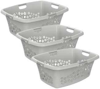 ROTHO Wäschekorb Flowers 3er-Set Wäschekorb 50l, Kunststoff (PP) BPA-frei