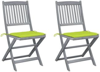 vidaXL Klappbare Gartenstühle 2 Stk. mit Kissen Massivholz Akazie 3064547