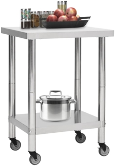 vidaXL Küchen-Arbeitstisch mit Rollen 60x45x85 cm Edelstahl 51632