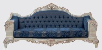 Casa Padrino Luxus Barock Sofa Blau / Creme / Kupfer / Gold 245x100 x H. 115 cm