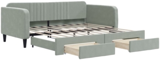 vidaXL Tagesbett Ausziehbar mit Schubladen Hellgrau 90x190 cm Samt 3197124