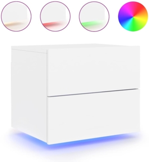 Wand-Nachttisch, Hängender Nachttisch mit LED-Leuchten Weiß