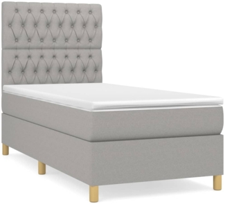vidaXL Boxspringbett mit Matratze Hellgrau 90x190 cm Stoff, Härtegrad: H2 [3142537]