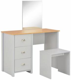 vidaXL Schminktisch mit Spiegel und Hocker Grau 104x45x131 cm 283744