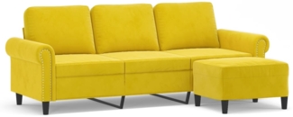 vidaXL 3-Sitzer-Sofa mit Hocker Gelb 180 cm Samt 3201221