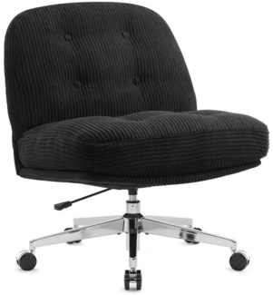 IWMH Chefsessel Dick Schreibtischstuhl mit Rollen, Cordstoff Bürostuhl ohne Armlehnen (Lesesessel mit 15cm dickem Sitzkissen), Höhenverstellbar Drehstuhl für Schlafzimmer Wohnzimmer Schminktisch