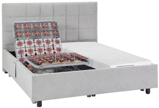 Vente-unique - Dekoratives Bett mit elektrischer Relaxfunktion mit Tellern + Memory-Schaum-Matratze - 2 x 70 x 190 cm - Stoff - Grau - EREGA von YSMÉE