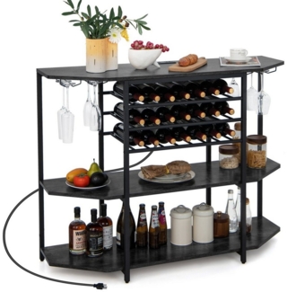 COSTWAY Konsolentisch, mit Weinregal&Ladestation (USB-Anschlüsse), Holz 120cm