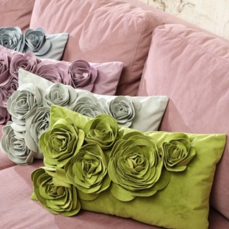 PAD Kissenhülle Samt Floral Sky Blau (30x50 cm) 10154-I25-3050