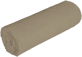 Vente-unique - Spannbettlaken - Leinen & Baumwolle 57 Fäden/cm² - 180 x 200 cm - Steghöhe 30 cm - Taupe - AURELLE