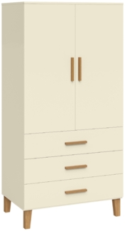 Bellabino 'Liri' Kinderkleiderschrank, beige, Kleiderschrank für Kinderzimmer mit 3 Schubladen und Kleiderstange