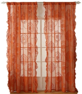 Coonoor Gardine Spitzenvorhänge, Vintage Blumenstickerei Vorhang mit Rüschen