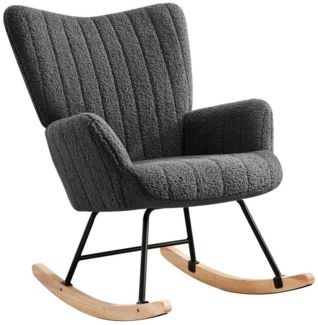 OKWISH Schaukelstuhl Teddy Plüsch-Swingsessel mit Holzsockel (Schaukelsessel, Relaxsessel, 1 St), Akzentstuhl mit Massivholzrahmen