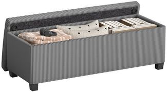 HOMCOM Sitzbank mit Stauraum Polsterbank 112 x 42 x 40 cm mit abnehmbarem Deckel, Cord-Optik, Bank Sitztruhe für Wohnzimmer, Schlafzimmer, Flur, Grau