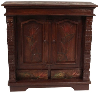 Oriental Galerie Mehrzweckschrank Schrank 80x80 cm Lotus Braun Color (1-St)