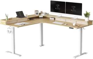 Elektrischer L-förmiger Schreibtisch mit 3 Motoren, höhenverstellbar, 5