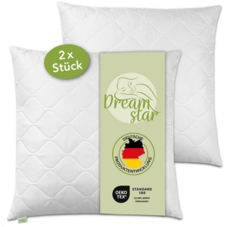 Dreamstar Microfaserkissen gestepptes Kopfkissen 40x80 cm und 80x80 cm - Premium Qualität, Füllung: 100% Polyester, Bezug: Microfaser, Rückenschläfer, Seitenschläfer, Bauchschläfer, Kissen 80x80 cm, Reißverschluss für Füllung, allergikerfreundlich