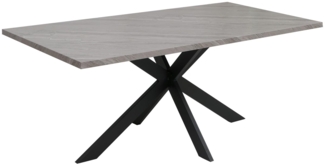 'HWC-O55' Esszimmertisch, Industrial MDF / Metall grau, 180 cm