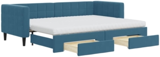 vidaXL Tagesbett Ausziehbar mit Schubladen Blau 80x200 cm Samt 3196755