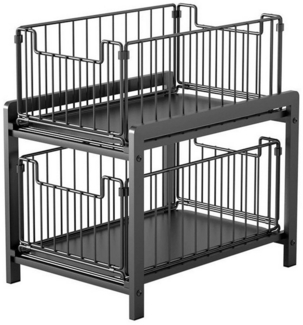 GarveeMore Küchenorganizer-Set 2Ebenen Auszug mit Schiebeschublade Kabinett Organizer Unter der Spüle, Slide-Out Stackable Under Sink Cabinet Organizer Mehrzweck für Küche