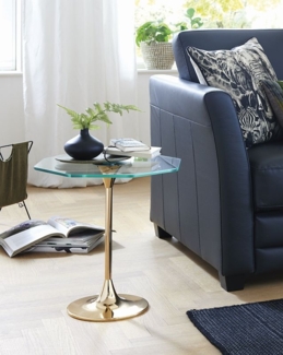 Beistelltisch Glas/ Stahlgestell vergoldet, eckig, ca. 45 x 47 x 45 cm