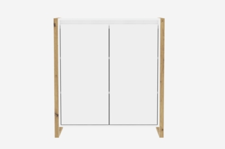 Finori 'Denver 1' Kommode, weiß / Dekor Artisan Oak, Maße: ca. 80 x 88 x 40 cm