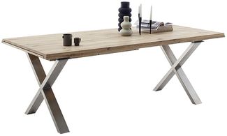 Kulissen-Esstisch >BROOKLYN< in Wildeiche geölt / Edelstahl - 300x73x100 (BxHxT)