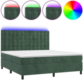 vidaXL Boxspringbett mit Matratze & LED Dunkelgrün 160x200 cm Samt 3136374