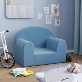 vidaXL Kindersofa Blau Weich Plüsch 357008