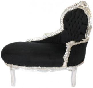 Casa Padrino Barock Kinder Chaiselongue Schwarz / Silber Mod2 - Barock Möbel