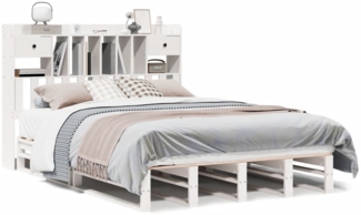 vidaXL Massivholzbett mit Regal ohne Matratze Weiß 150x200 cm Kiefer 3323963