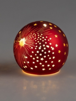 formano LED Dekolicht Deko Kugel Licht Rot Gold LED-Licht mit Timer Weihnachtskugel