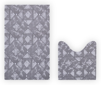 Teppich Badgarnitur 2-teilig - Geometrie - Weichschaummatte ( 80x48cm / 48x48cm ) - Badvorleger Badteppich Badezimmerteppich - Antirutsch Bad Dusche
