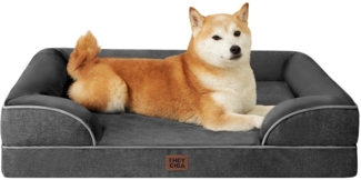 LuxusKollektion 'EHEYCIGA' orthopädisches Hundebett für große Hunde, mit Memory Foam, waschbar, Flanell dunkelgrau, 68 x 91 x 15 cm