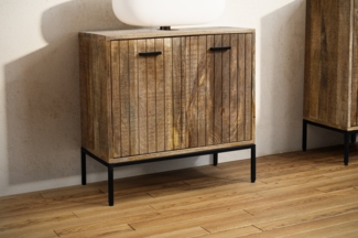 Waschbeckenunterschrank 60x60cm 'Life' Mango & Metall schwarz