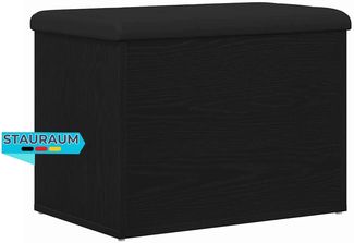 Sitzbank JONA mit Stauraum Schwarz Eichen-Optik 62 x 42 x 45 cm | Aufbewahrungsbank Flurbank Garderobenbank