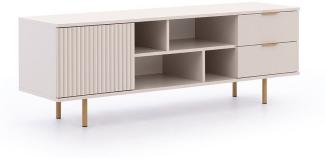 Lomadox Lowboard NADOR-132, 150cm breit, Kaschmir, goldfarbene Metallgriffe und -füße