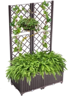 Mingone Rankkasten Hochbeet Pflanzgefäß mit Rankgitter für große Pflanzen