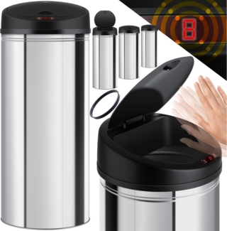 KESSER® Automatik Sensor Mülleimer Abfalleimer Abfall EDELSTAHL Papierkorb 56 Liter, 56 Liter SILBER
