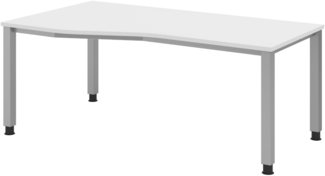 bümö Schreibtisch Q-Serie höhenverstellbar, Tischplatte 180 x 100 cm in weiß, Gestell in silber, QS-18-W