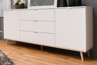 Sideboard Lundby weiß und Eiche massiv 180 cm