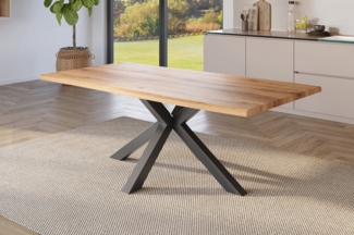 SAM® Esstisch Juliane, Holz Wildeiche-Optik, verschiedene Metallgestelle, Baumkante