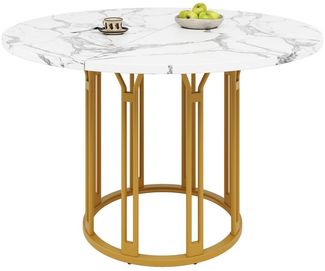 BlingBin Esstisch Küchentisch (1-St, marmorierte Tischplatte,für 4-6 Personen), 100x100x74cm,geeignet für Esszimmer und Wohnzimmer