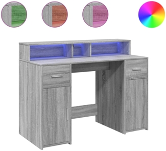 vidaXL LED-Schreibtisch Grau Sonoma 120x55x91 cm Holzwerkstoff 3309416