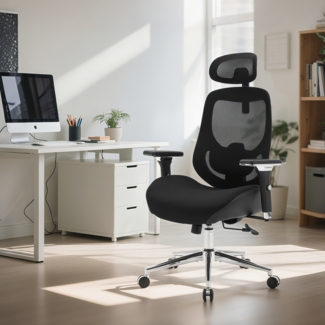 Ergonomischer Bürostuhl X-Chair mit Mesh-Rückenlehne, verstellbar, Lendenstütze & Kopfstütze für Home Office/Büro