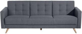 Julian Sofa 3-Sitzer mit Bettfunktion Flachgewebe Denim Blue Buche Natur